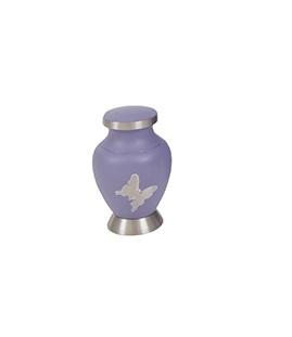 Small pastel urn with grey butterfly and lid