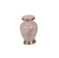 Small rose gold urn with lid